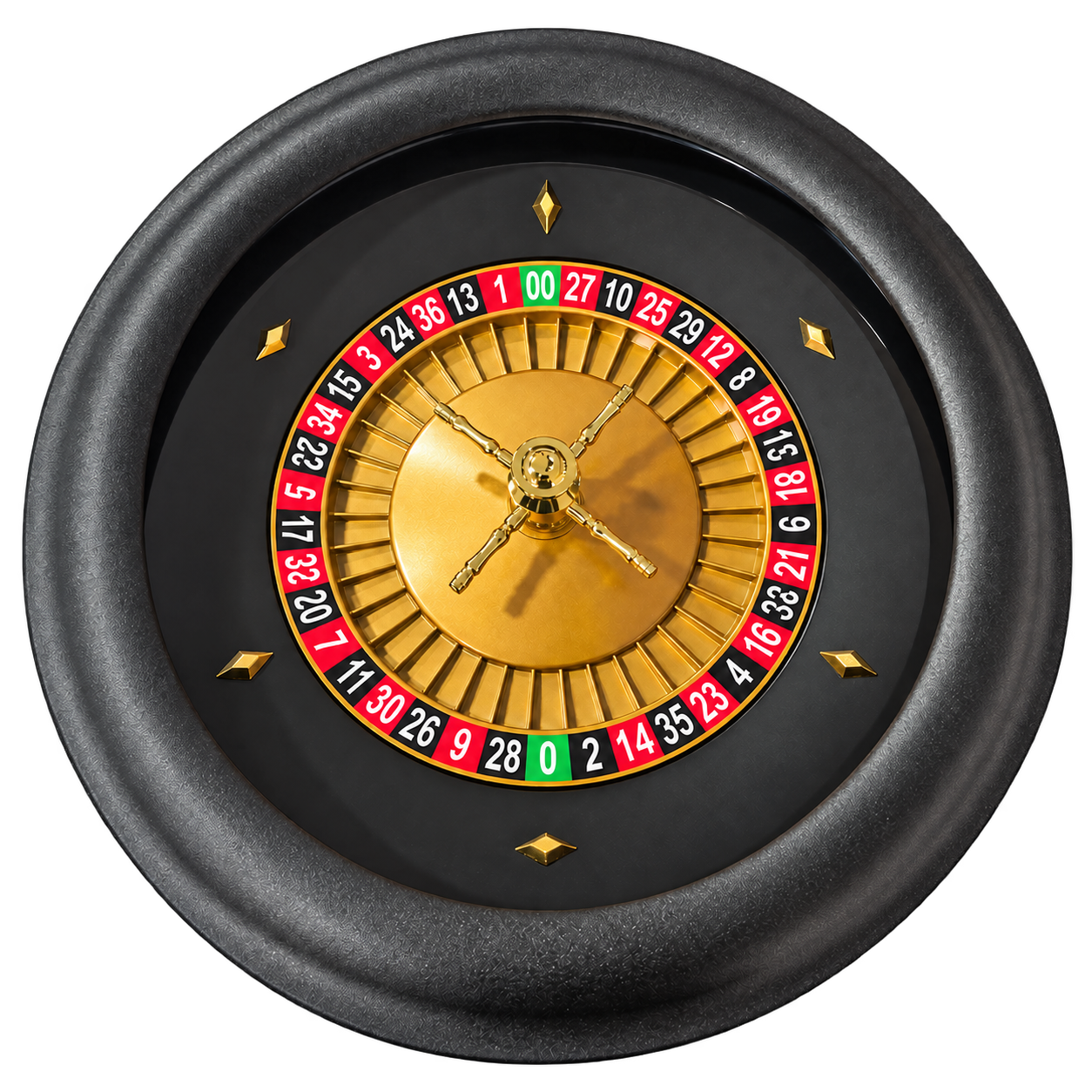 Black and gold roulette wheel table accessory